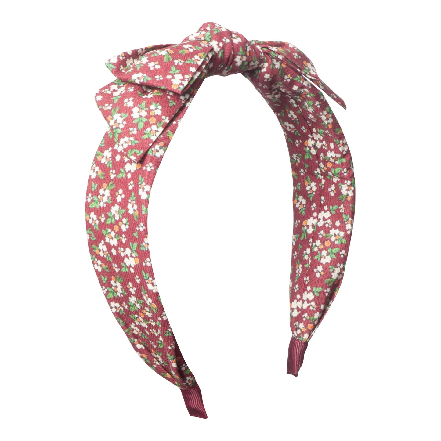 Floral bow hairband burgundy