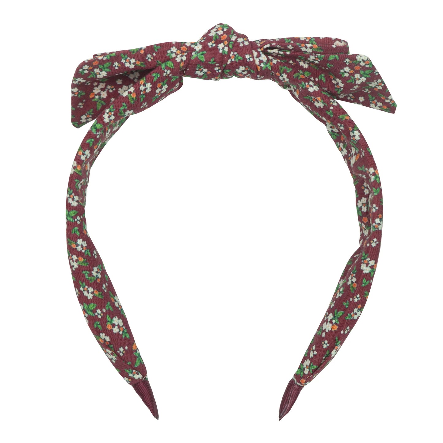 Floral bow hairband burgundy