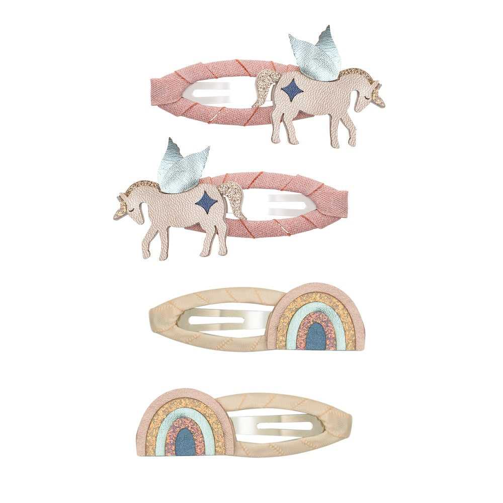 Winged unicorn and rainbow clips