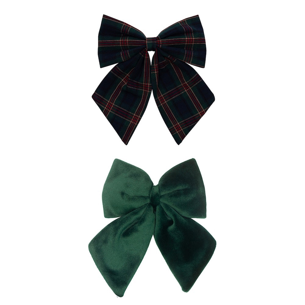 Green Tartan Bow 2 Pack